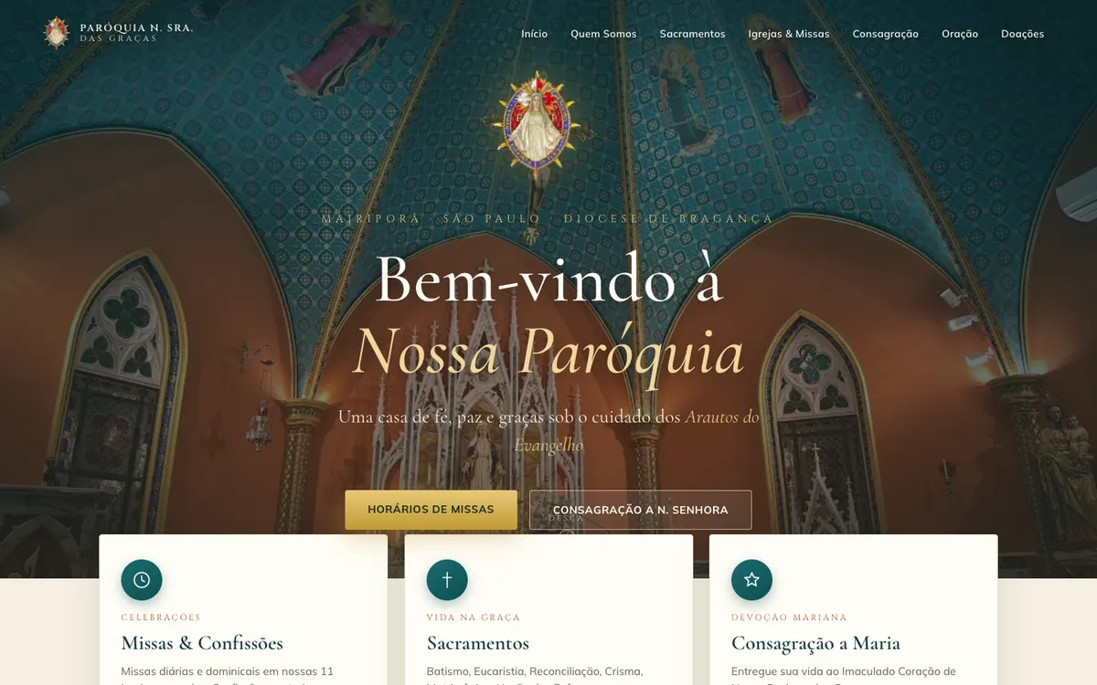 Site de paróquia, entregue para um cliente real